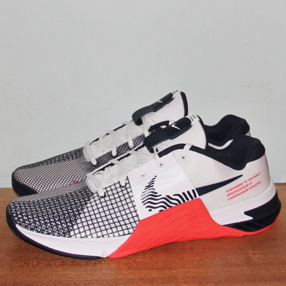 Nike Metcon 8 Crossfit Training Shoes Mens 14 White Crimson Obsidian - Picture 2 of 6
